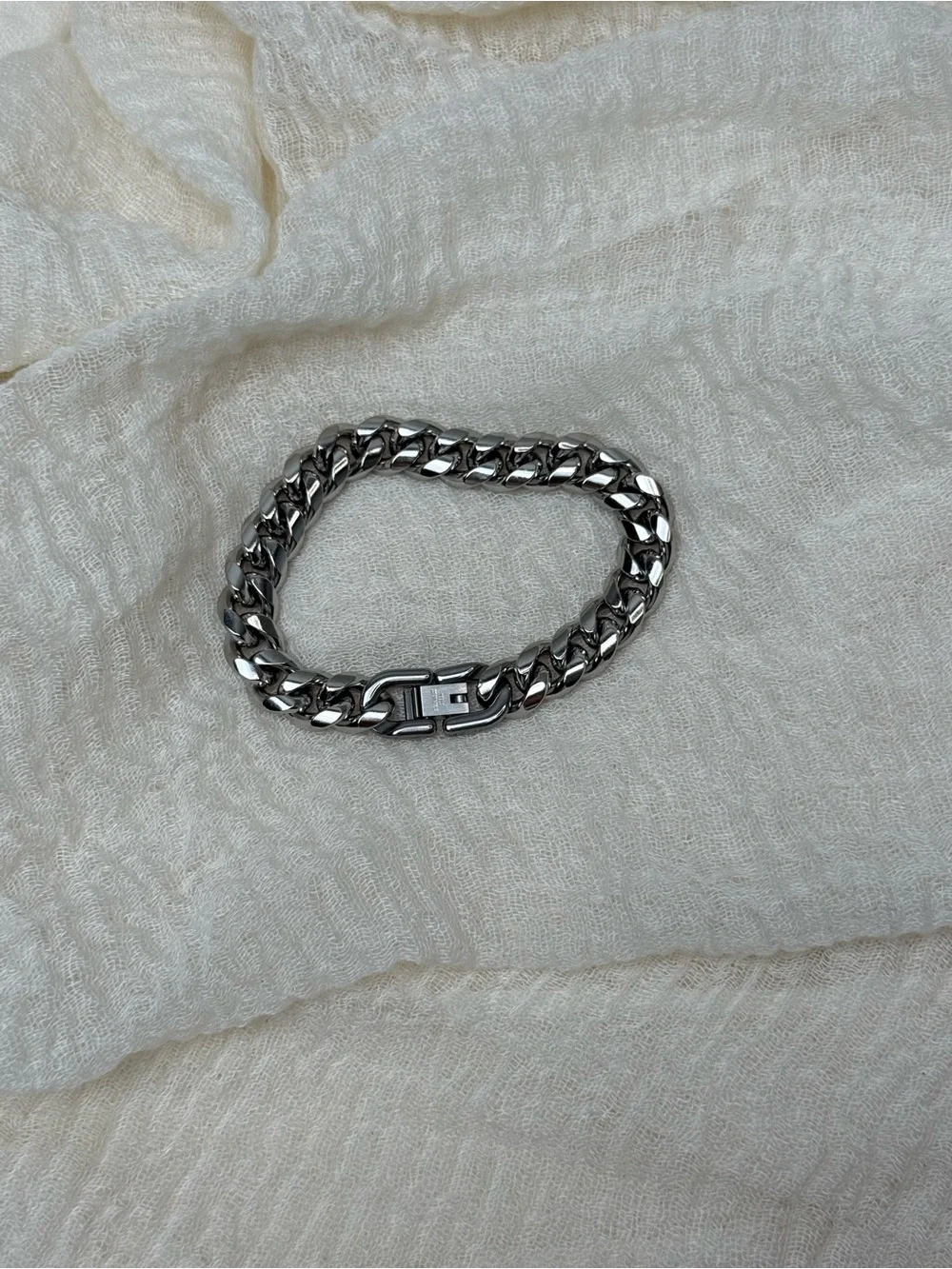 Chunky Silver Curb Chain Bracelet